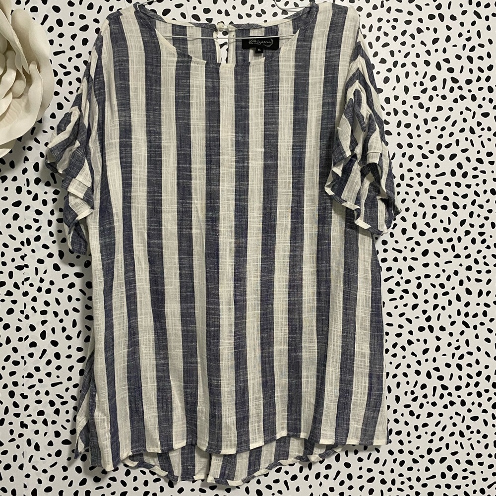 Beautiful striped top with ruffle arms